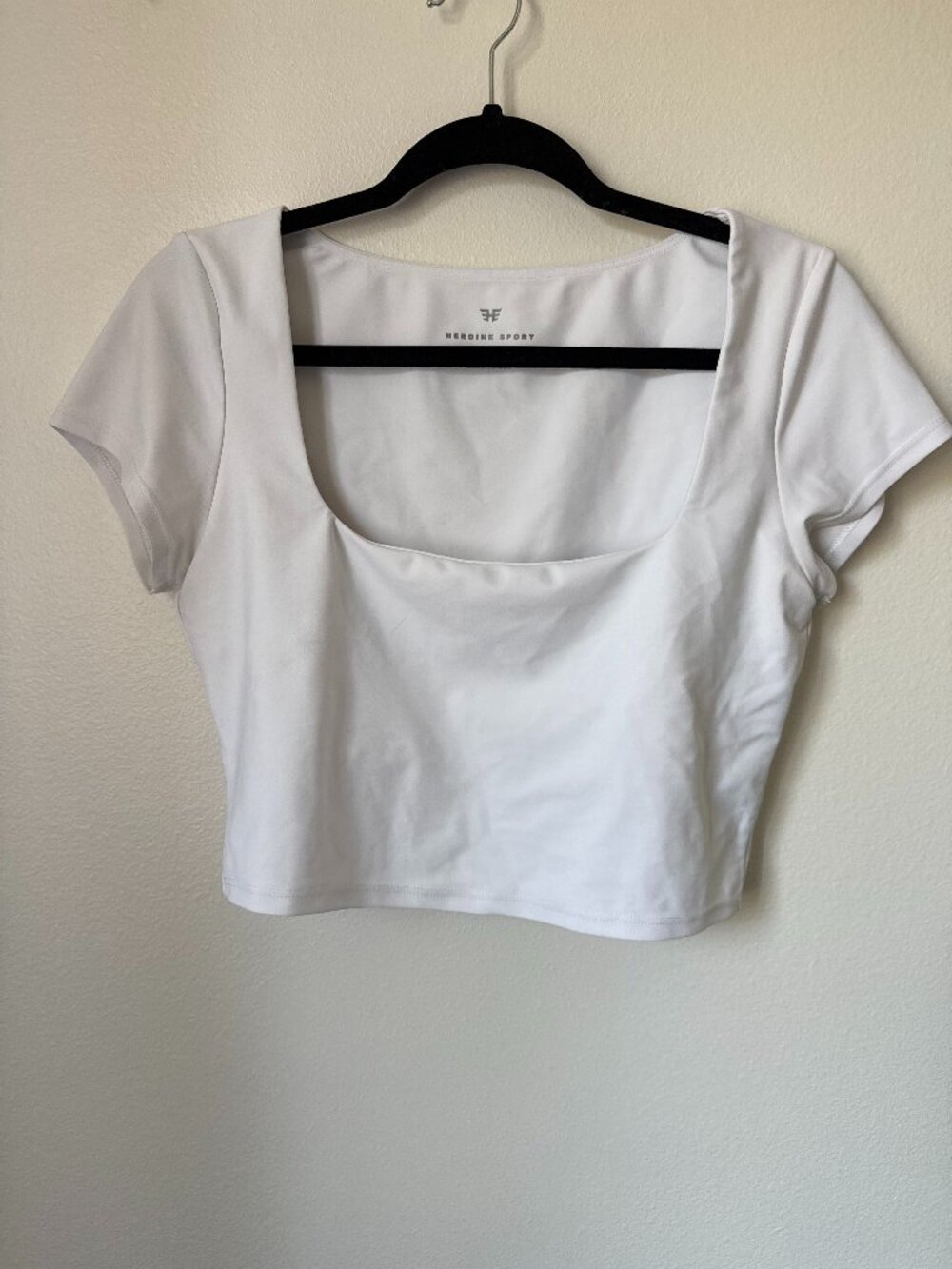 Heroine Sport White Seamless Square Neck Crop Workout Top L